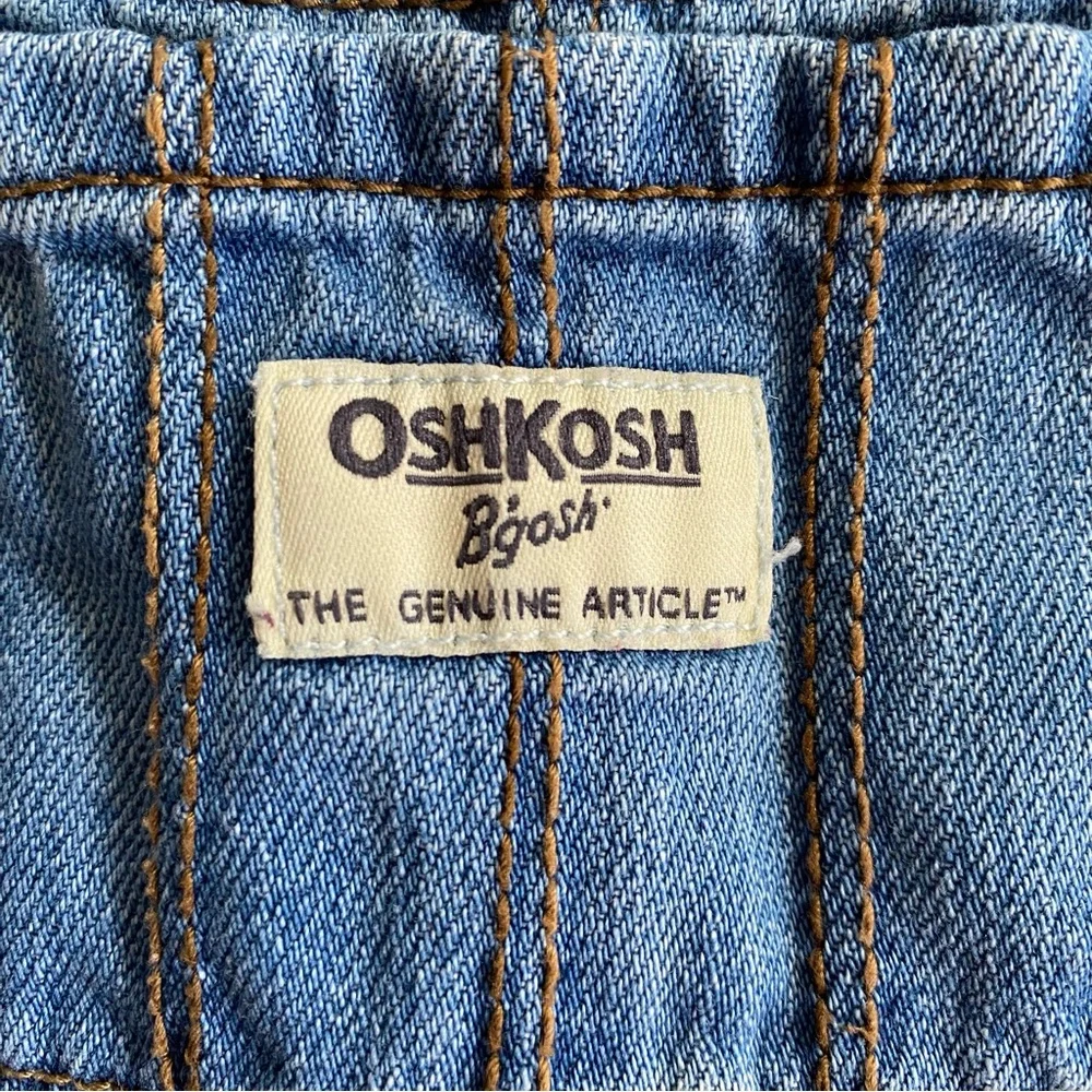 OshKosh B'gosh Baby Denim Overall Dress Size 9-12 mos Cotton Mixed Fabric Boho